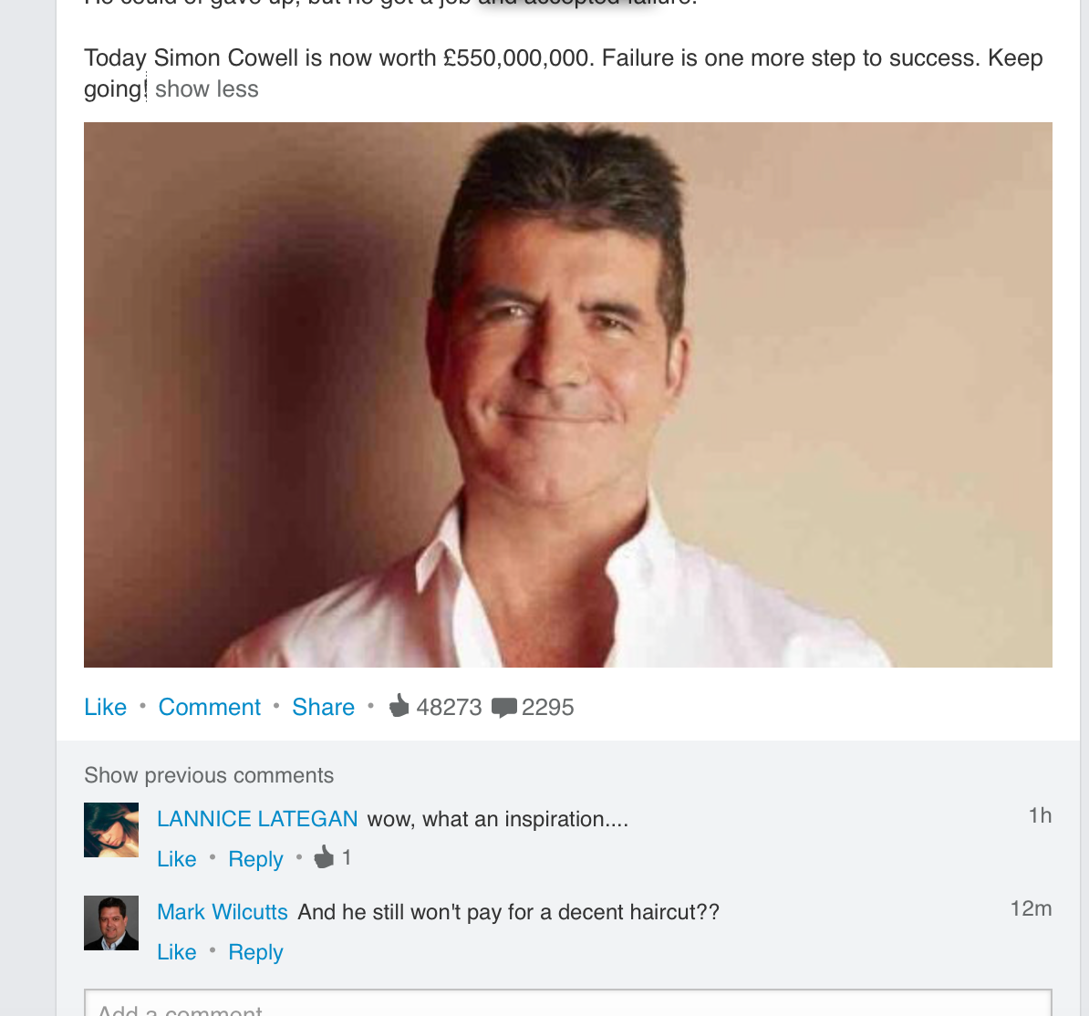 And he still won't pay for a decent haircut?? Brilliant......