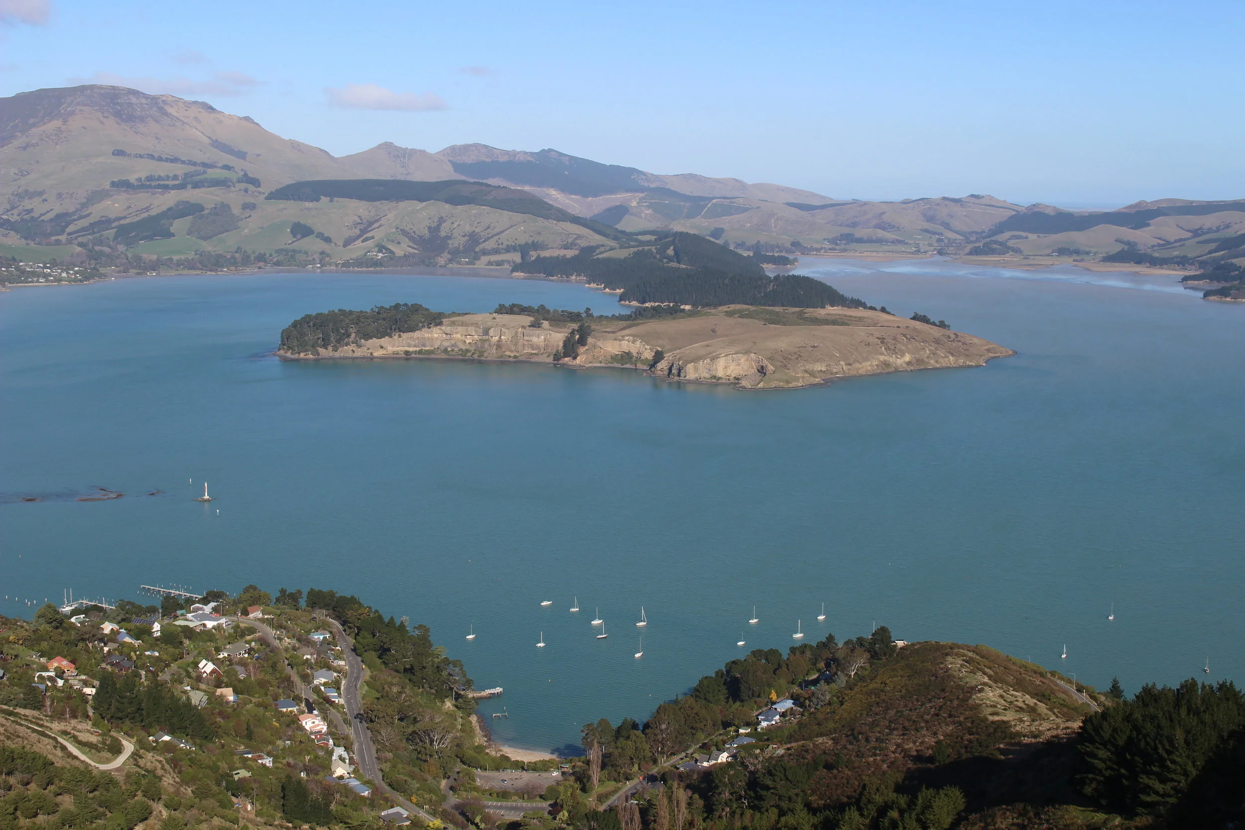 Quail Island viewed from above Corsair Bay, Lyttelton Harbour, Christchurch photo by Sunstone