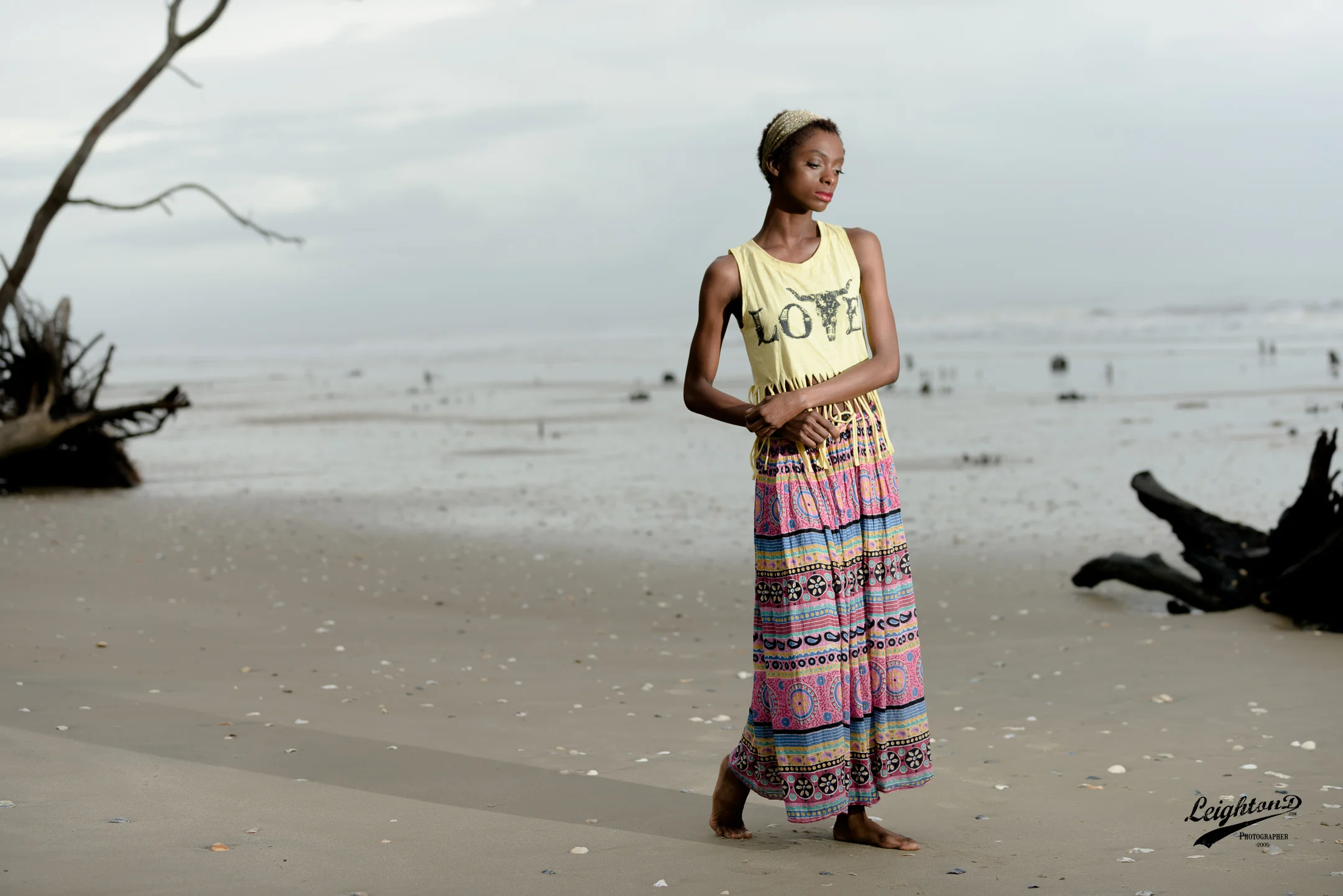 Jacksonville, FL Model: Shante Armstrong, serenely amongst the driftwood at Botany Bay Plantation in Edisto, SC.