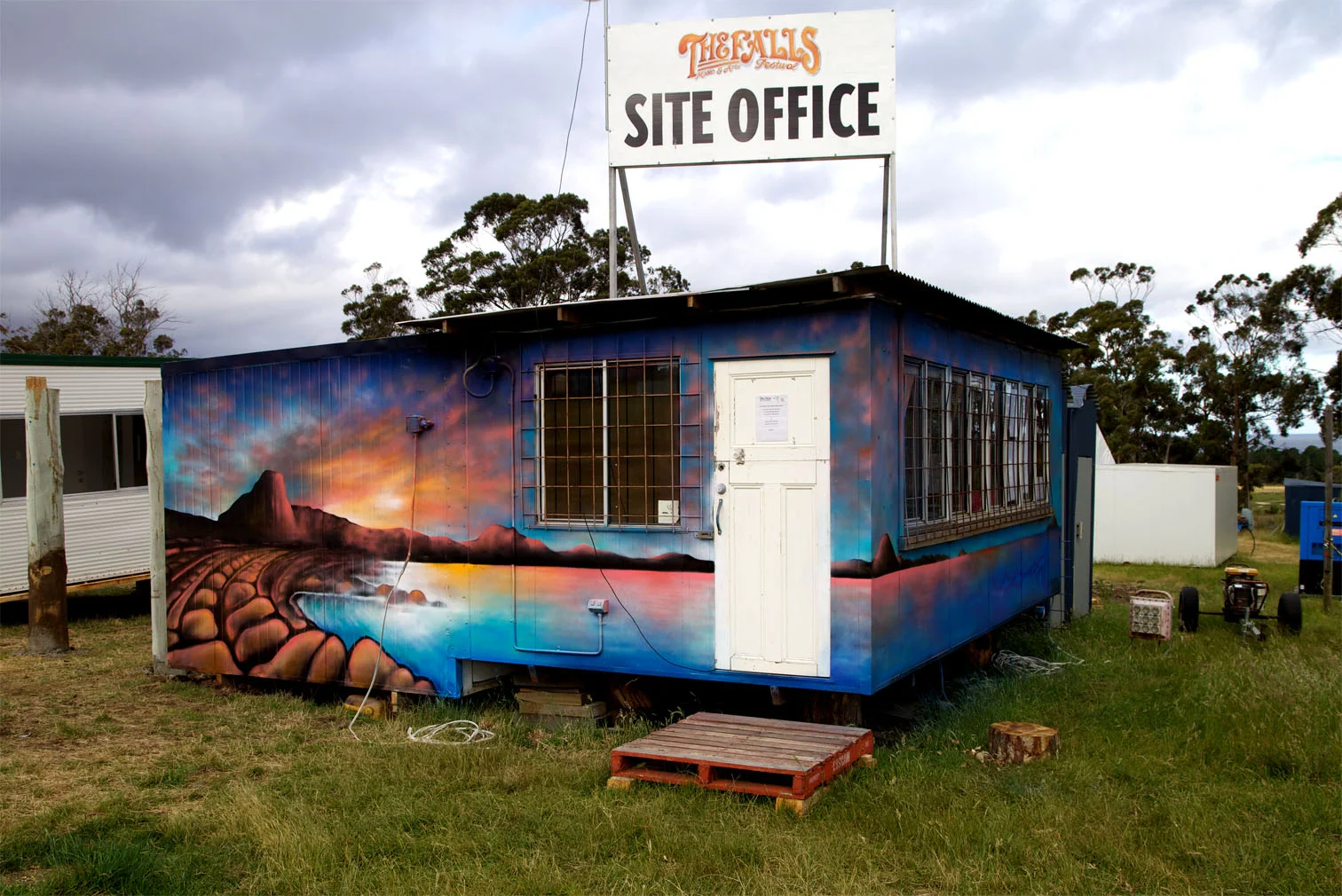 Site Office. The Falls Music + Arts Festival. Marion Bay, Tasmania.