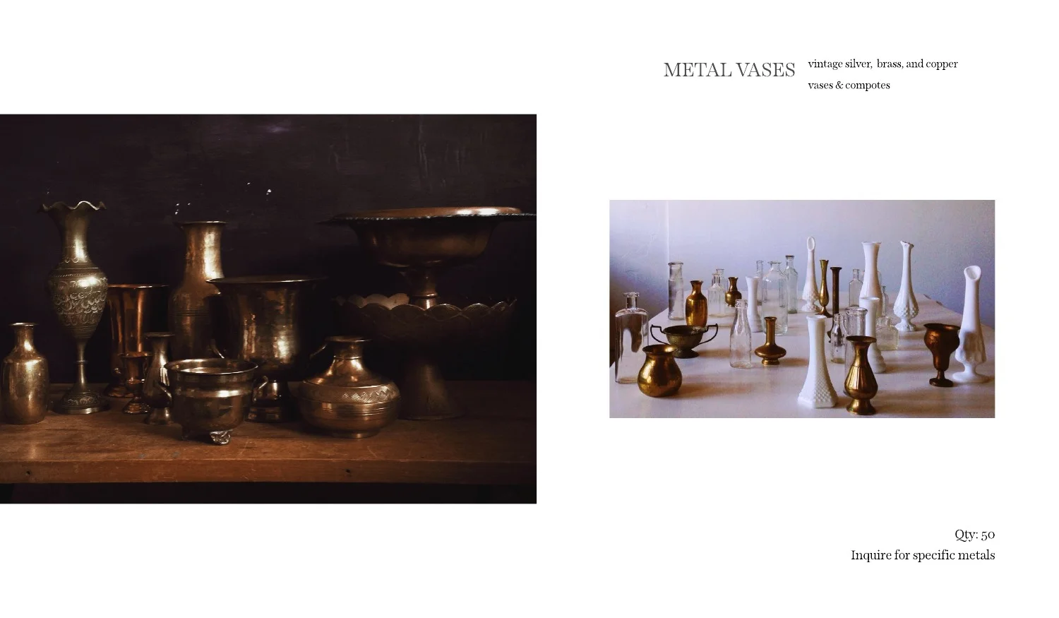 metallic vases