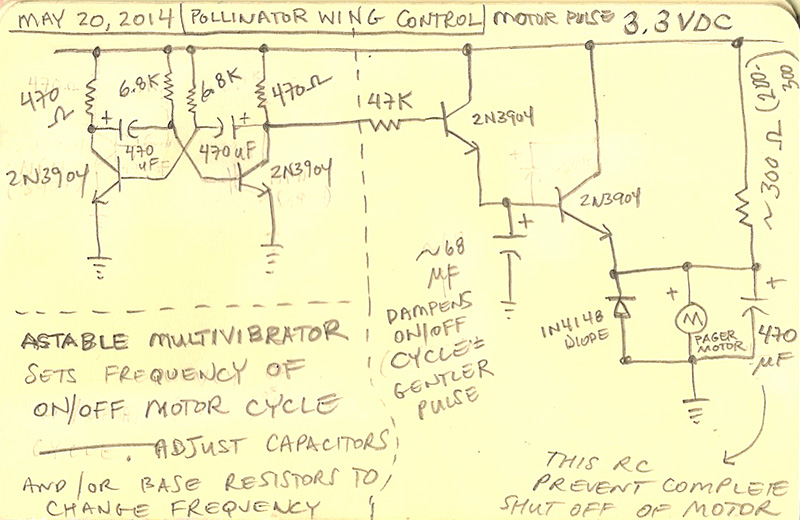 Circuit design by Kelly Heaton, 2014. If you try to build this and it does not work, I'm sorry… I am more artist than engineer. I sometimes struggle to reproduce my own circuit diagrams, but I have learned that tinkering with frustrating electronics is a great way to make new art.