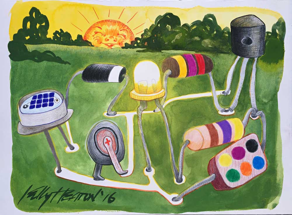 Study for a public art installation involving a circuit to illuminate a lamp, 2016