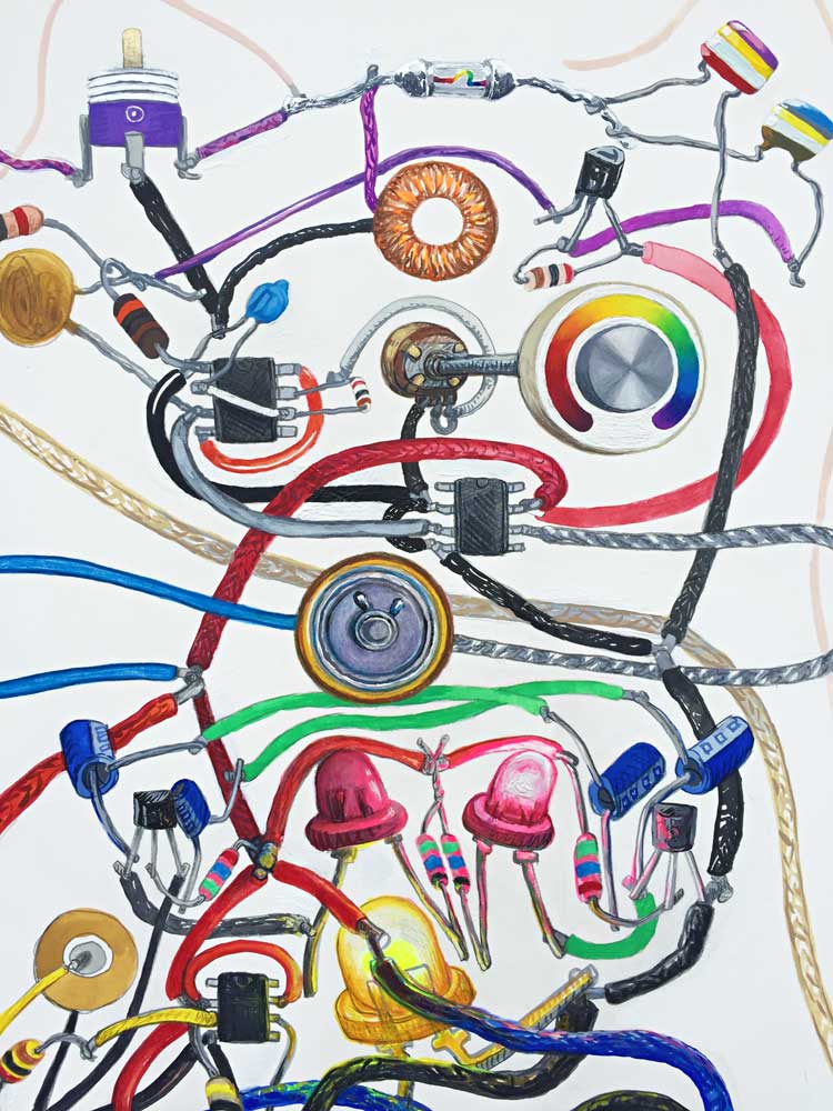 Detail of "Who," 2016. Colored pencil, graphite, and gouache on paper.