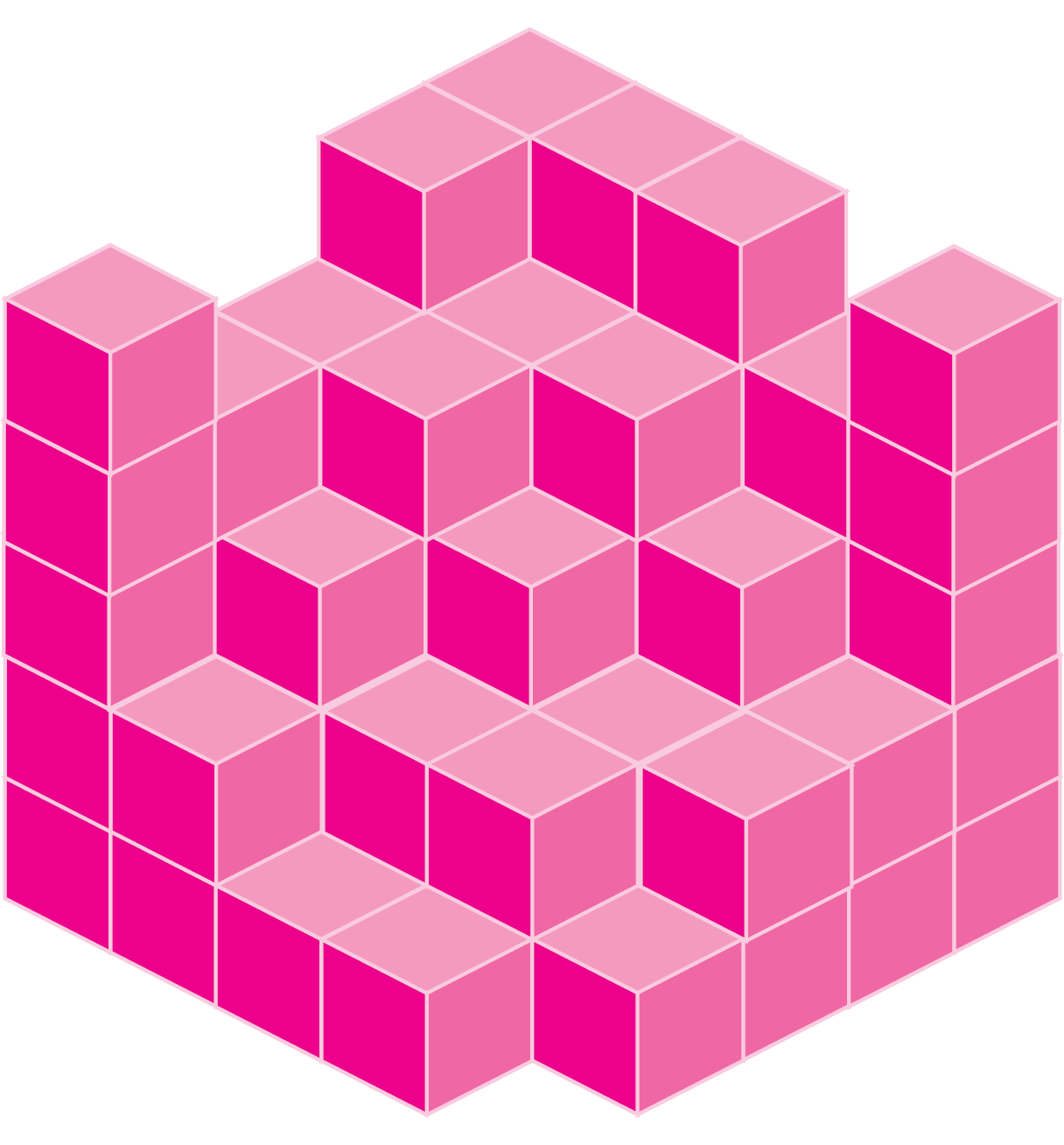 This used to be a big cube made of 125 small blocks measuring 5 by 5 by 5. If all the blocks that are not visible from this angle are present, can you work out how many have been taken away?