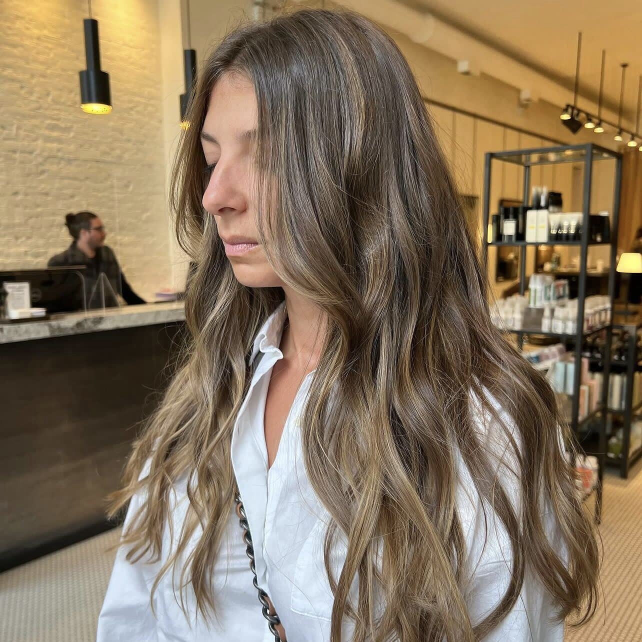 Recipe for the perfect visit to Michael and Michael Salon: fresh cut, flawless color! @lexanuccio's subtle brunette balayage is the ultimate hair transformation! Cut by @scottcutsmyhair. This look is pure perfection.⁠
⁠
▪️ Book your next consultation