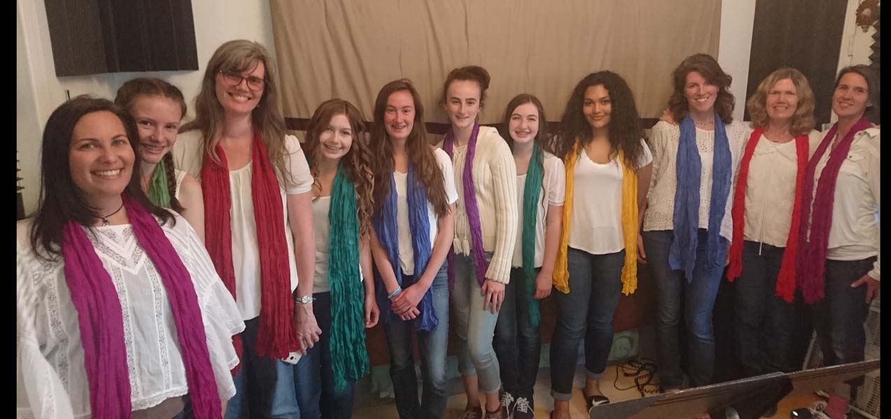 BIJA VOICES in the recording studio, April 2018 Graton, CA