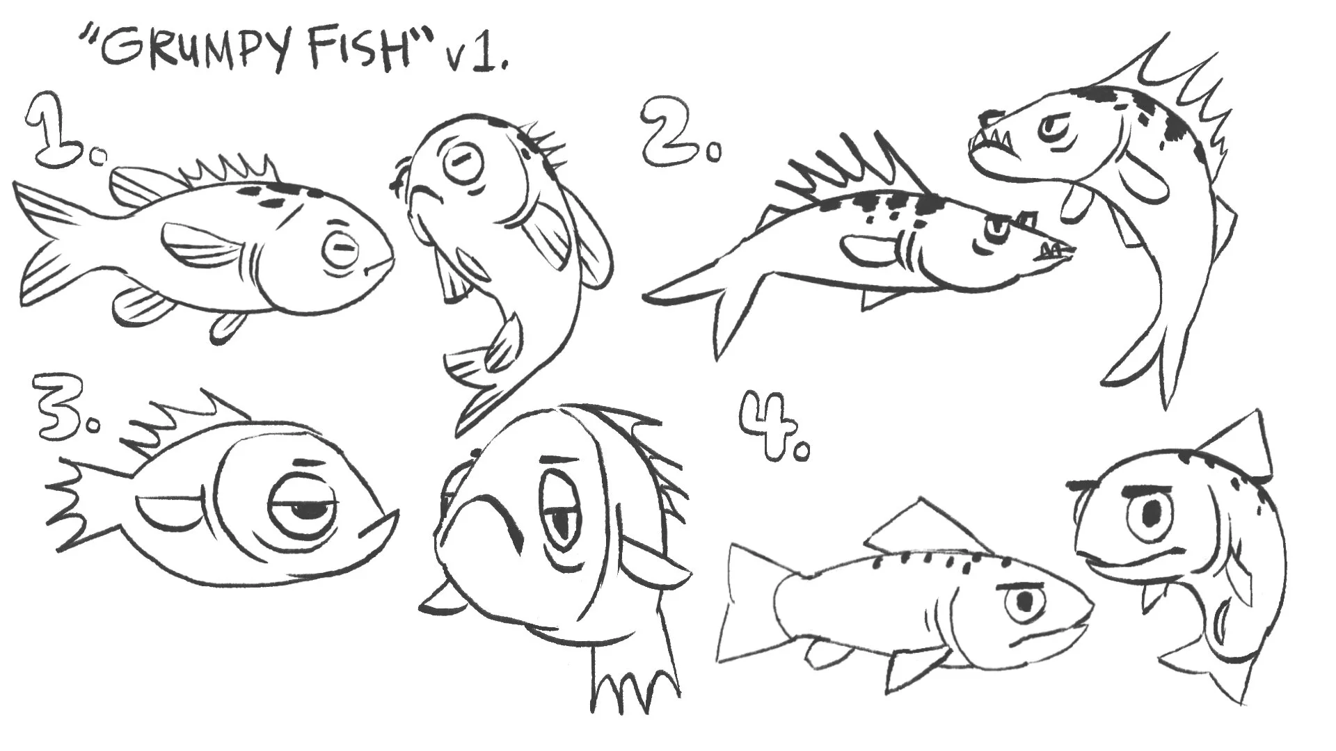 Grumpy FIsh design variations