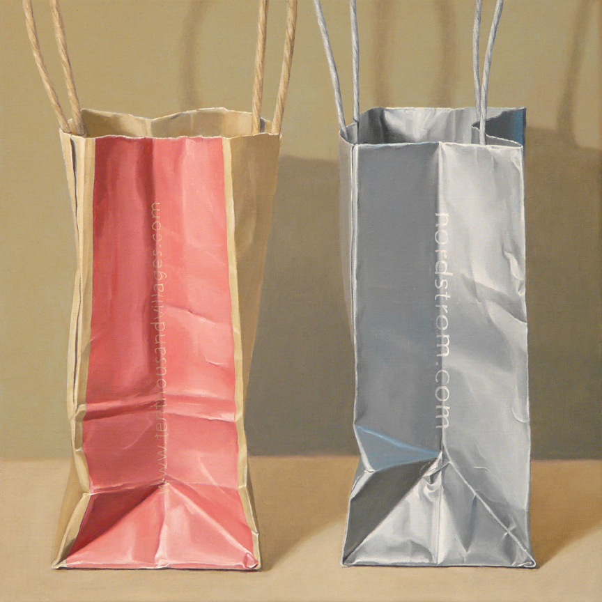  Pair of Bags  oil on linen - 16” x 16” 