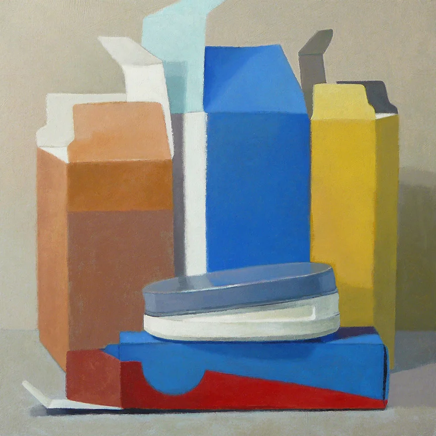 Boxes And Candy Tin oil on panel 12” x 12”