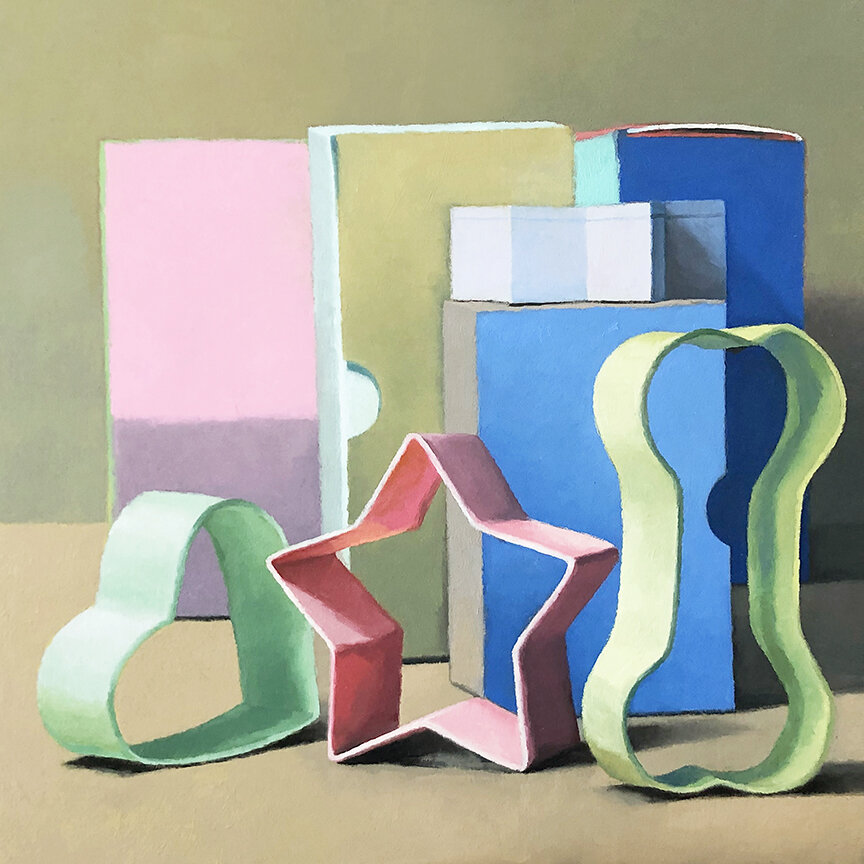  Still Life With Shapes  oil on panel - 12” x 12” 