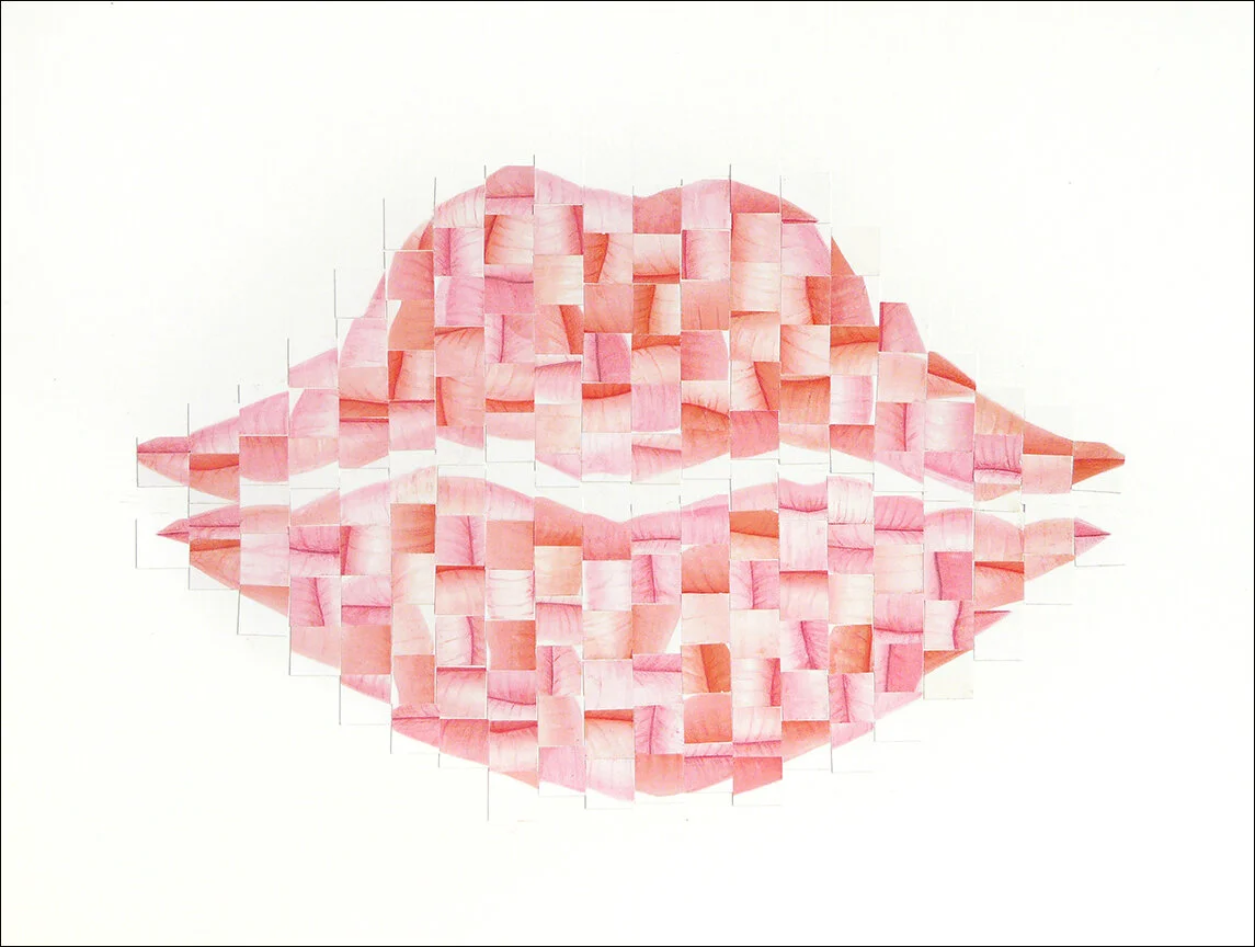 Speaking of Lips cut medical illustrations with pastel dust 10” x 13”
