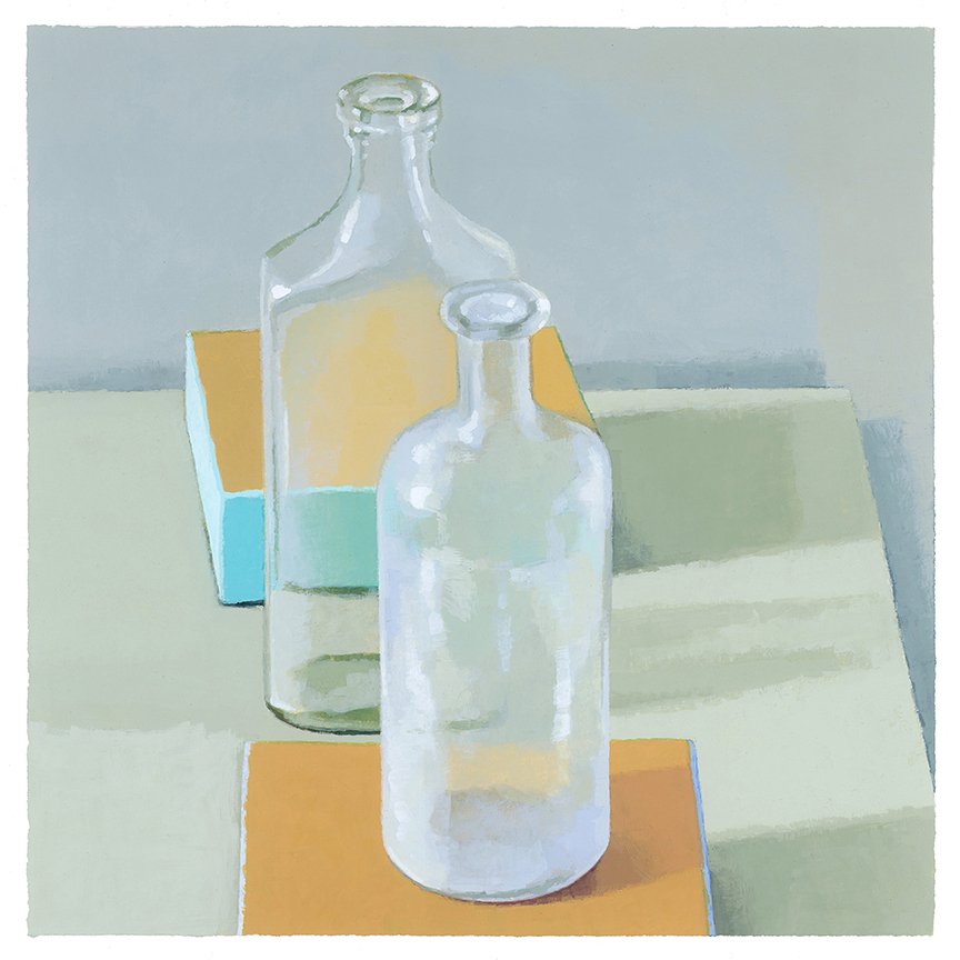  Two Bottles  gouache on paper - 12” x 12” 