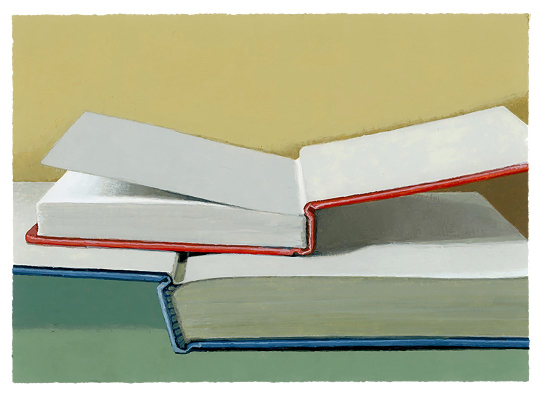  Red Book On Blue Book   gouache - 6” x 9” 