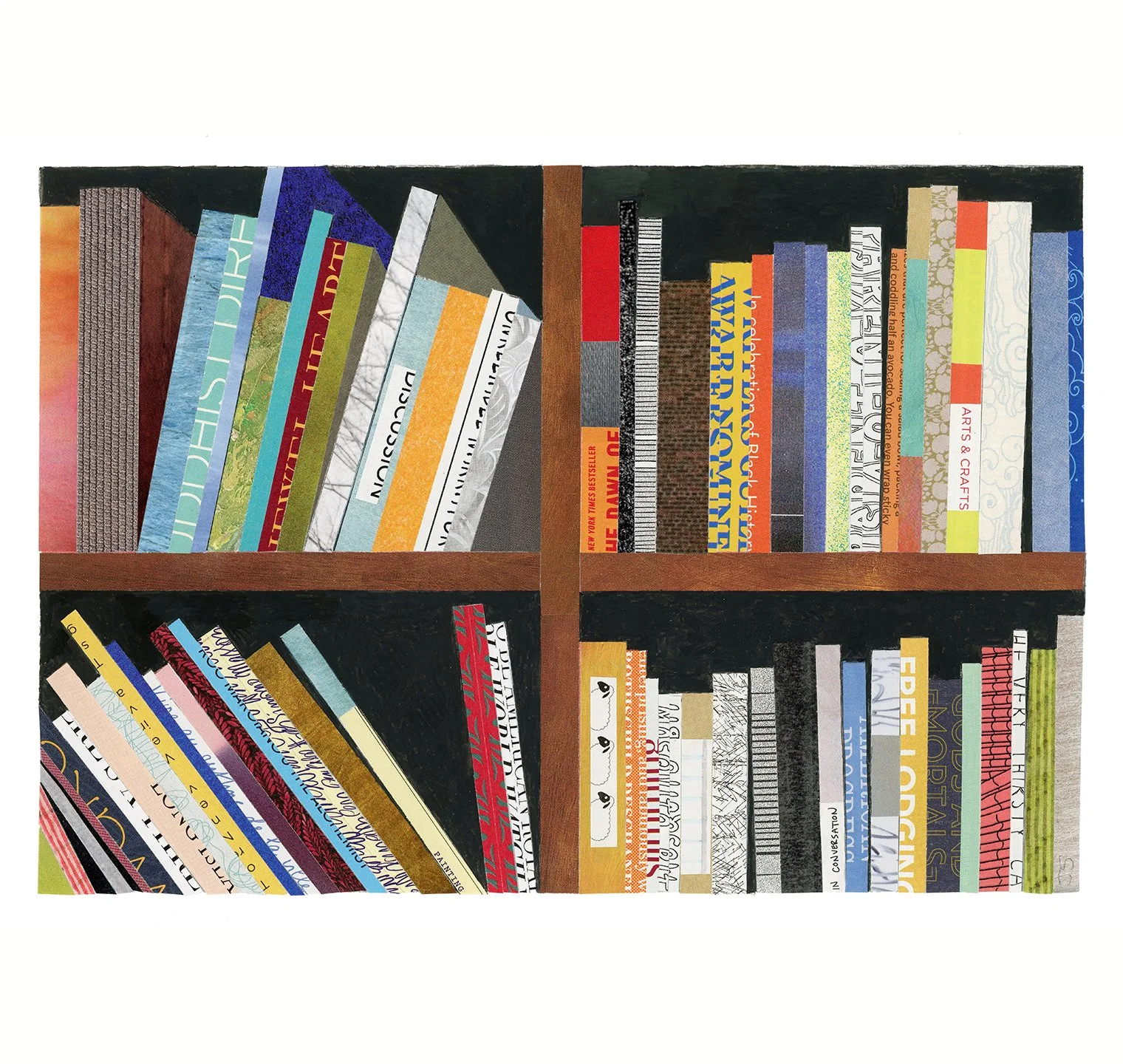  Conversation  collaged print materials and gouache  11” x 14” 