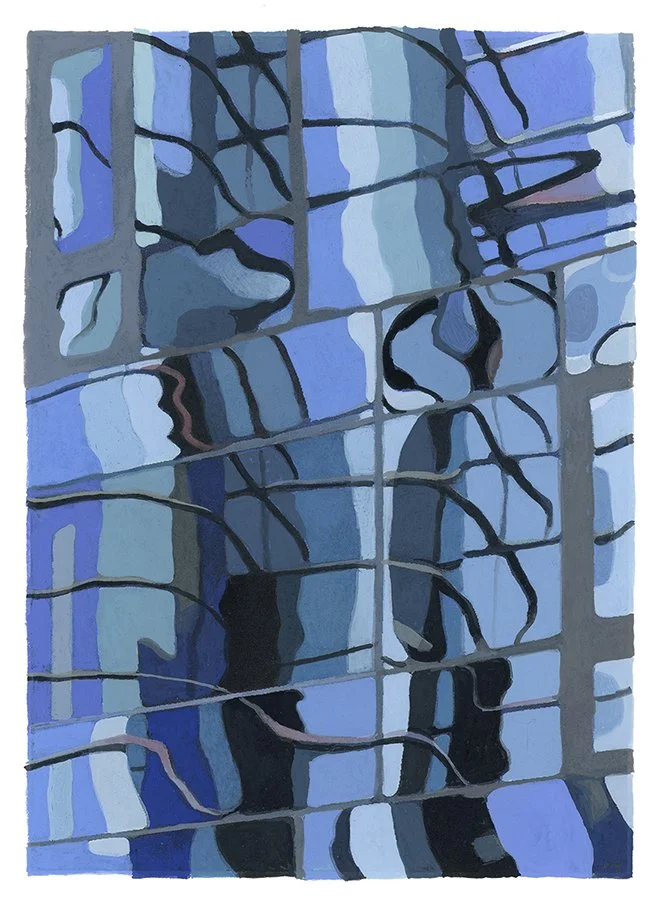  Window Reflections 1  gouache - 7” x 5” 