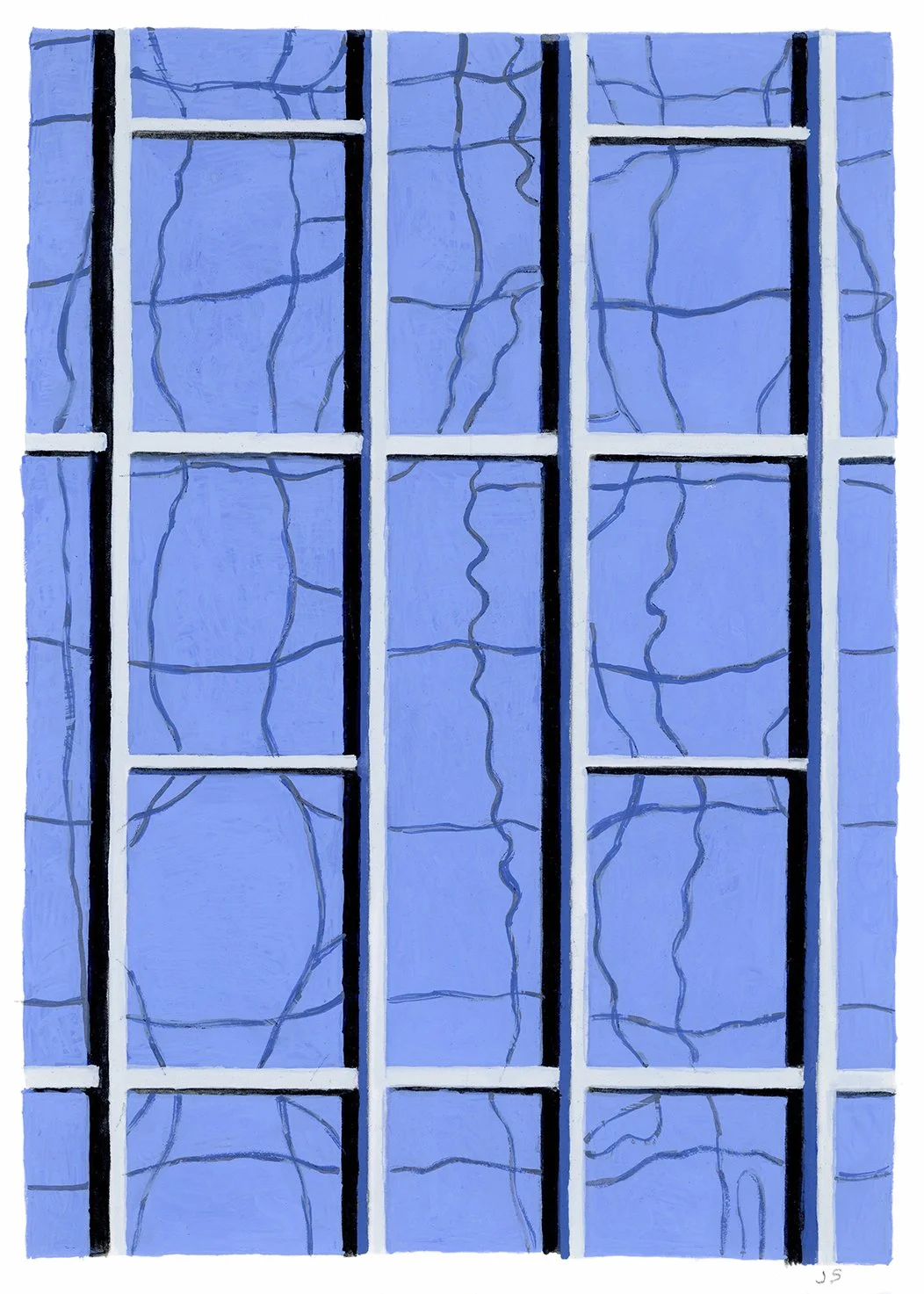  Window Reflections 7  gouache - 7” x 5” 