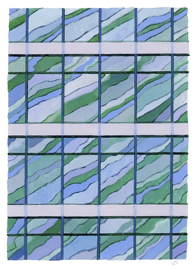  Window Reflections 9  gouache - 7” x 5” 