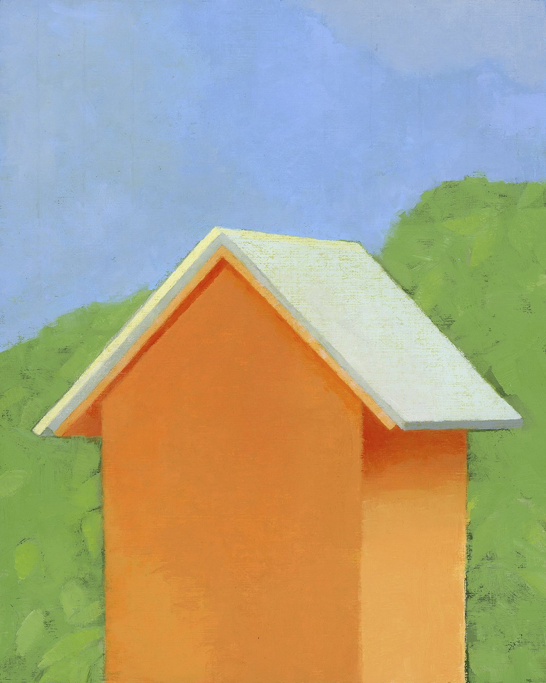  Little Library From Behind  oil - 10” x 8” 