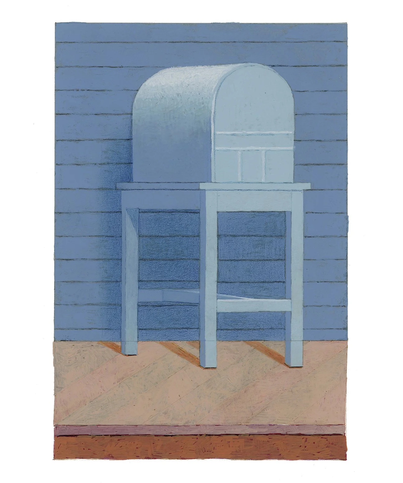  Mailbox On Table Painted To Match House  collage, gouache, colored pencil  9” x 6” 