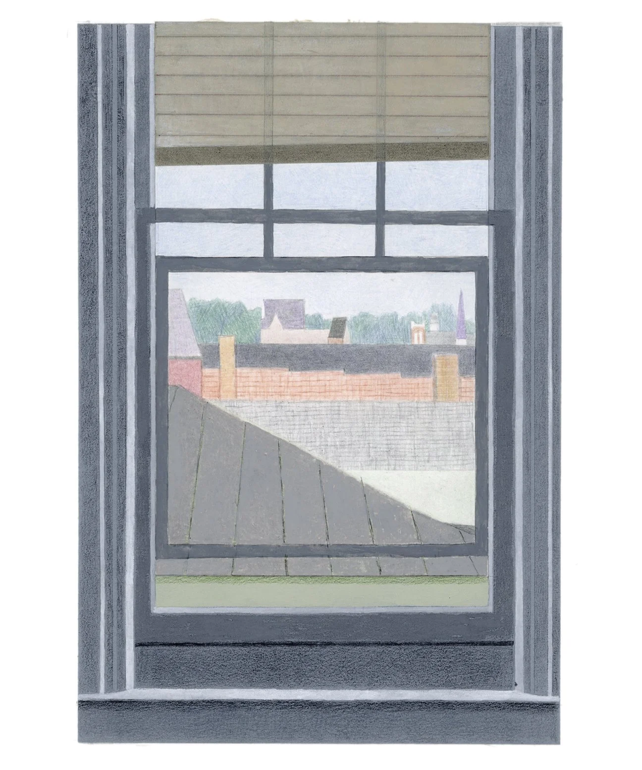  Window View  collage, gouache, colored pencil, graphite  9” x 6” 