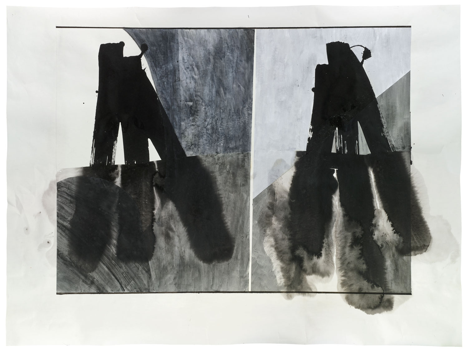 Pilings, Sumi Ink, Graphite on Paper, 42"x 58" 2014