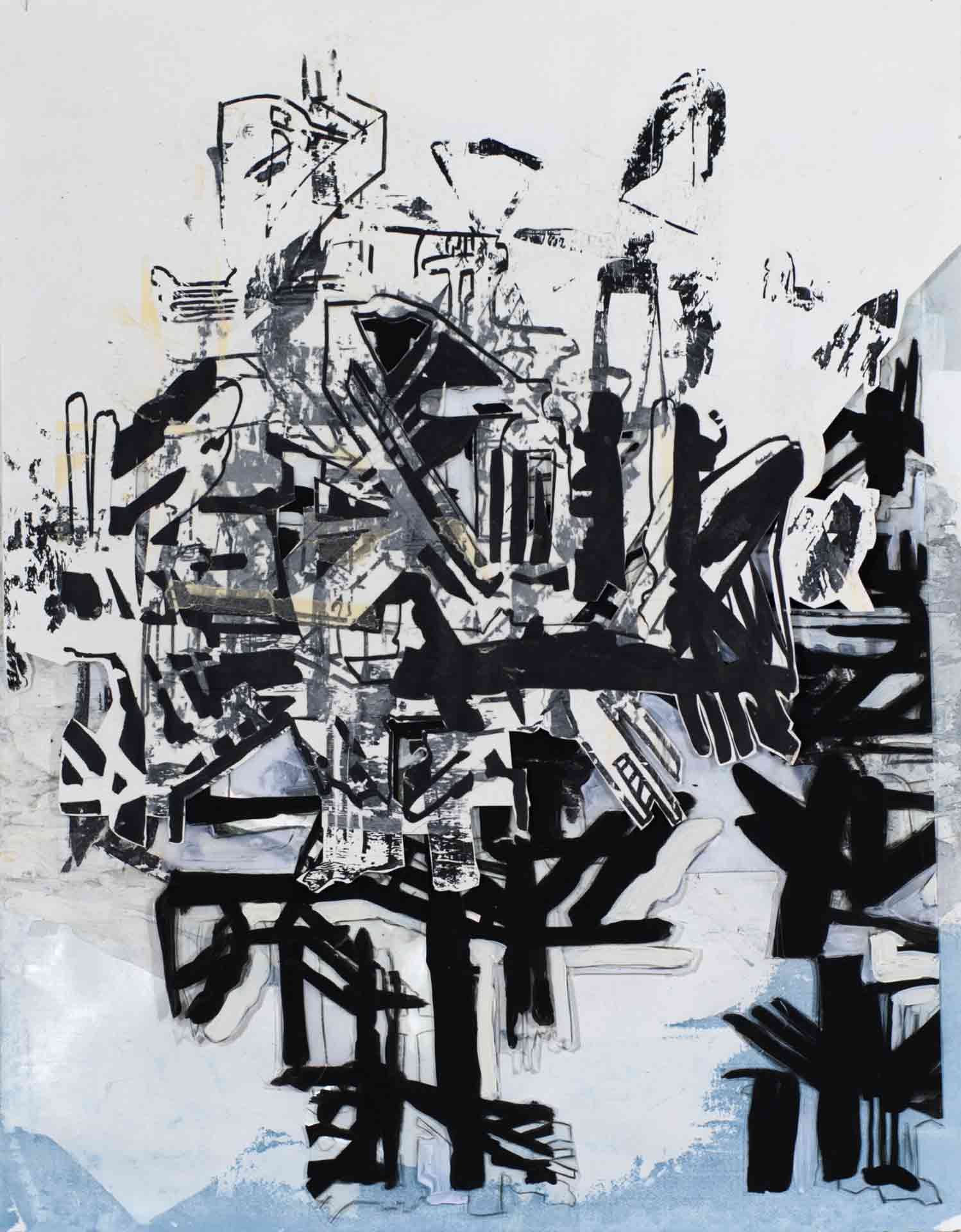 28 x 21" Sumi ink, Flashe Paint, Acrylic, Transparency. 2015