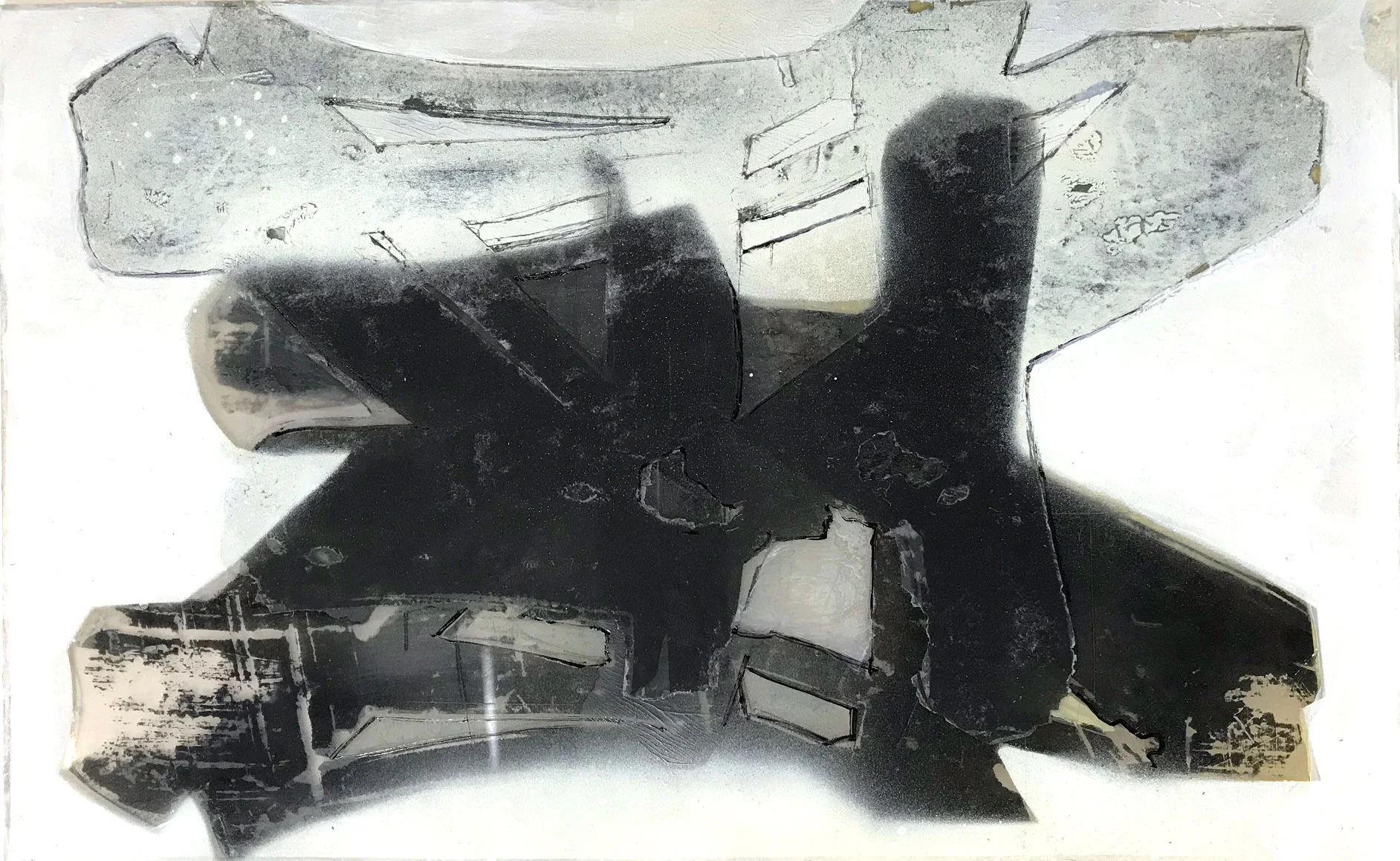 Spray paint, acrylic on plexiglass. 