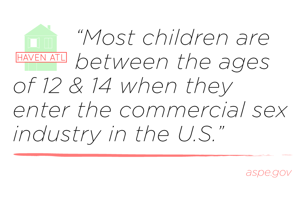 Most children are between the ages of 12 & 14 when they enter the commercial sex industry in the U.S.