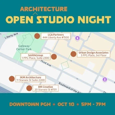Join us for AIA Pittsburgh's Open Studio Night! Explore five unique open-studio events Downtown. Tour the offices, learn about projects, and enjoy light refreshments. Pre-register now - link in bio!

@AIAPGH #Pittsburgh #OpenStudio #UrbanDesign #Arch