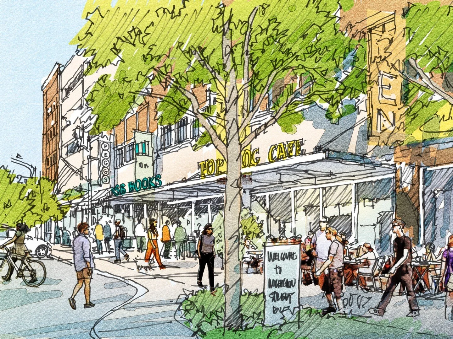 How can design impact Main Street? Small tweaks can make a big difference! How many differences can you spot? 
.
Swipe to see a Downtown South Bend storefront today, compared to the improvements UDA proposed in the Downtown South Bend 2045 Plan. Read
