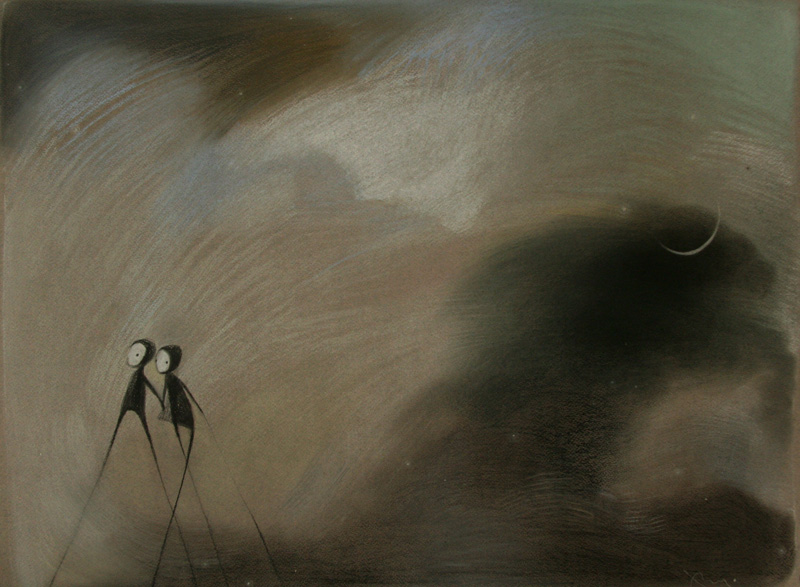  Pilgrimage   49 x 34&nbsp; pastel pencil on the paper . 2009   