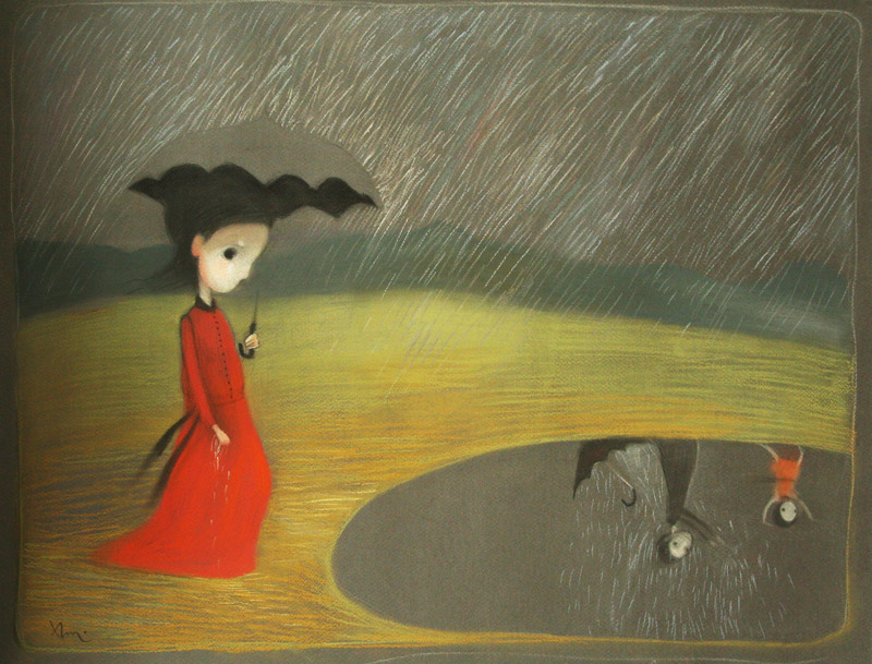  When it is raining   50 x 63&nbsp; pastel on the paper . 2009  