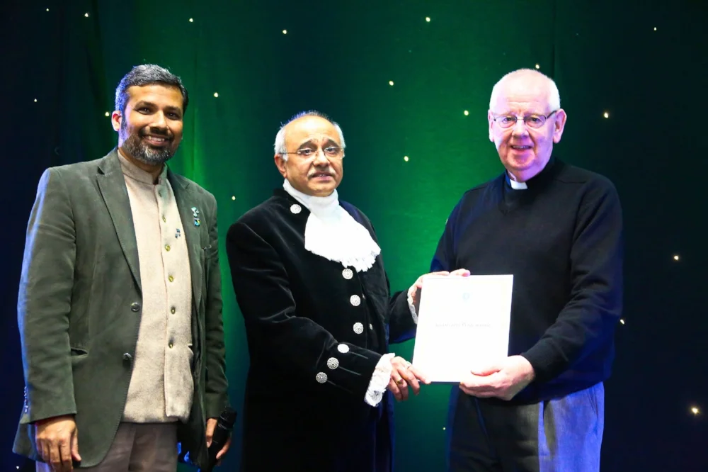 (L-R) GRASSROOTS Director, David Jonathan; High Sheriff of Bedfordshire, Vinod Tailor; GRASSROOTS Chair, David Lawson