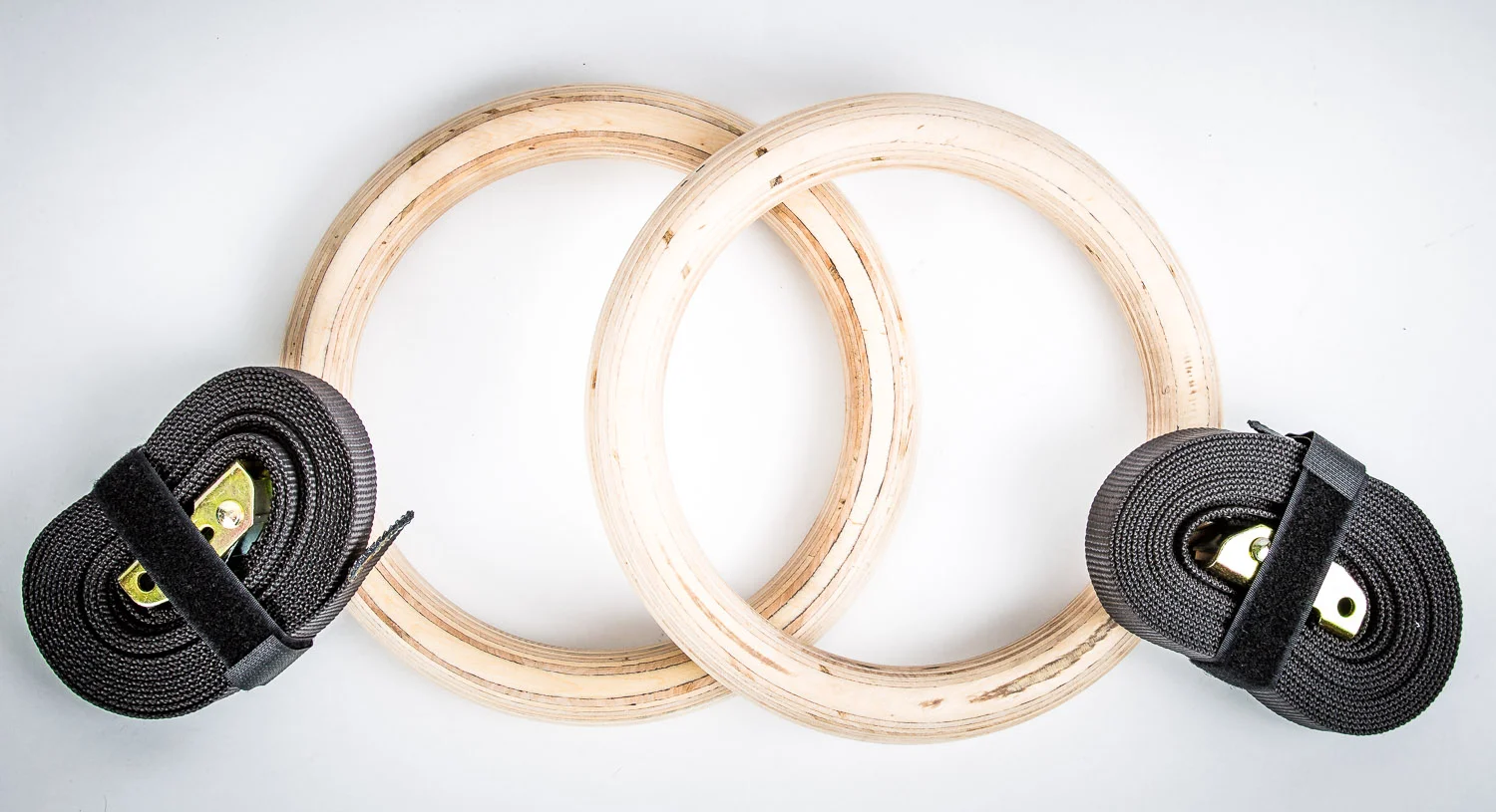 Suspension Training Wooden Gymnastics Rings With Adjustable Straps - 330lb Capacity For Home Gym Calisthenics Rings