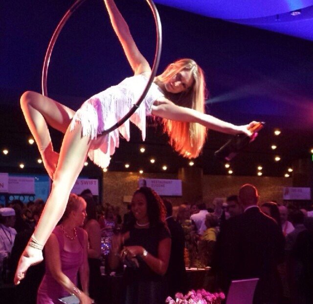 Champagne Pouring for Celebrity Cruises on Aerial Hoop (Lyra or Cerceau)