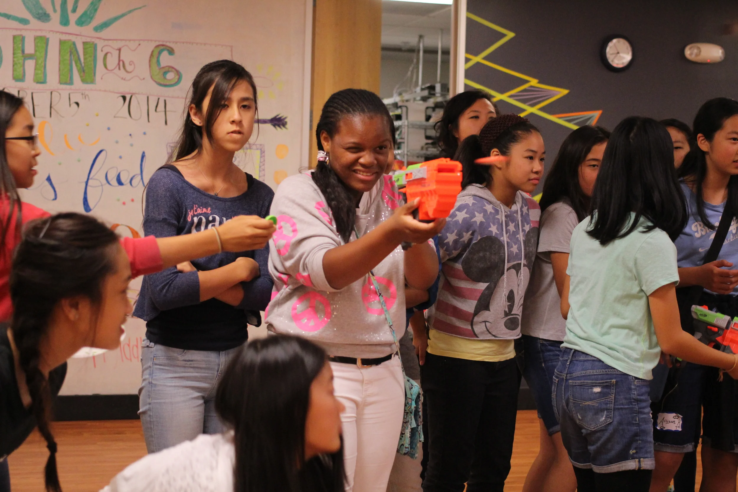 Some of the girls got pretty serious about their marksmanship!