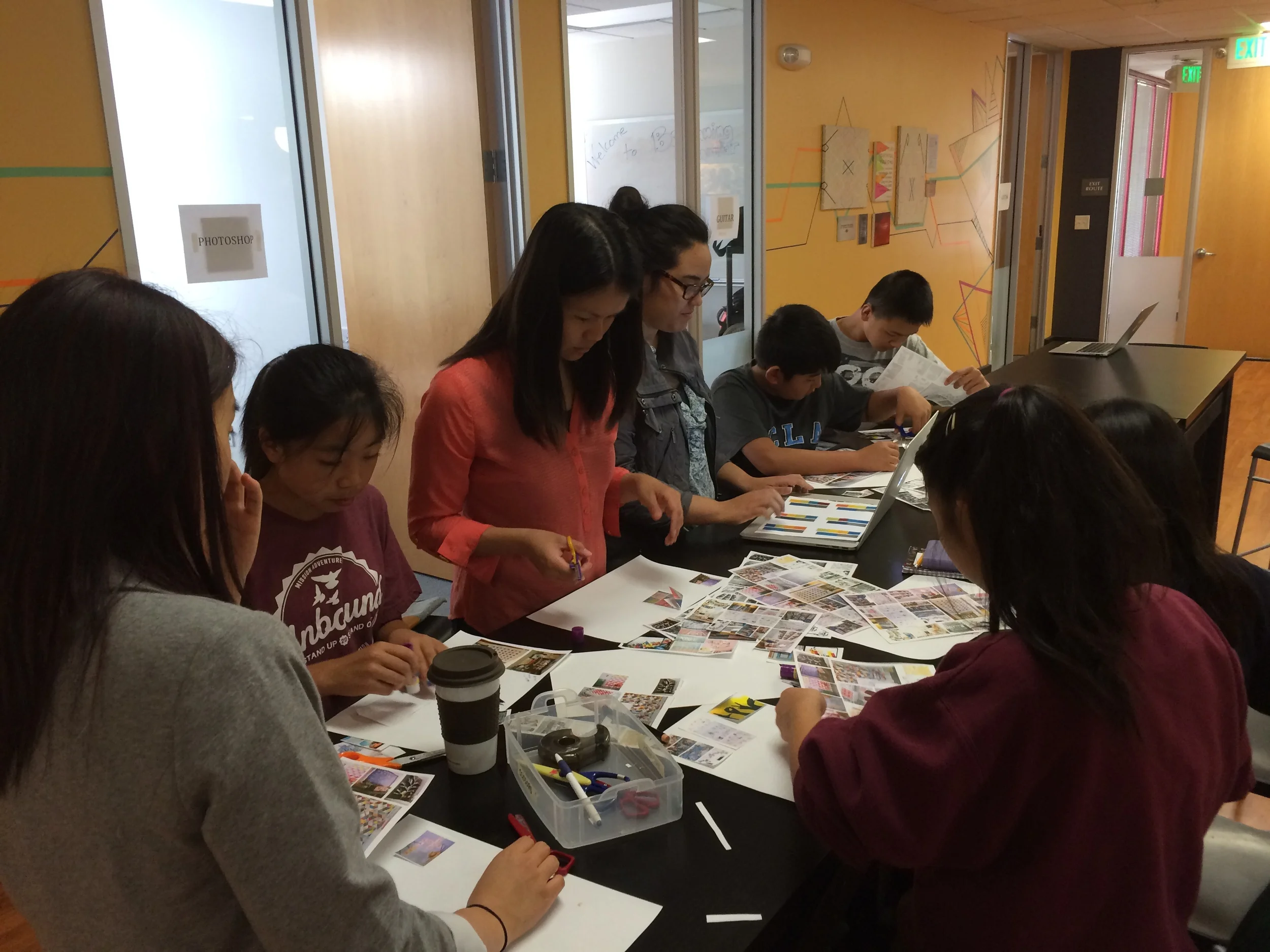 The Art / Impressions team brainstorming ideas to make the Middle School room look fun and welcoming for the new year!