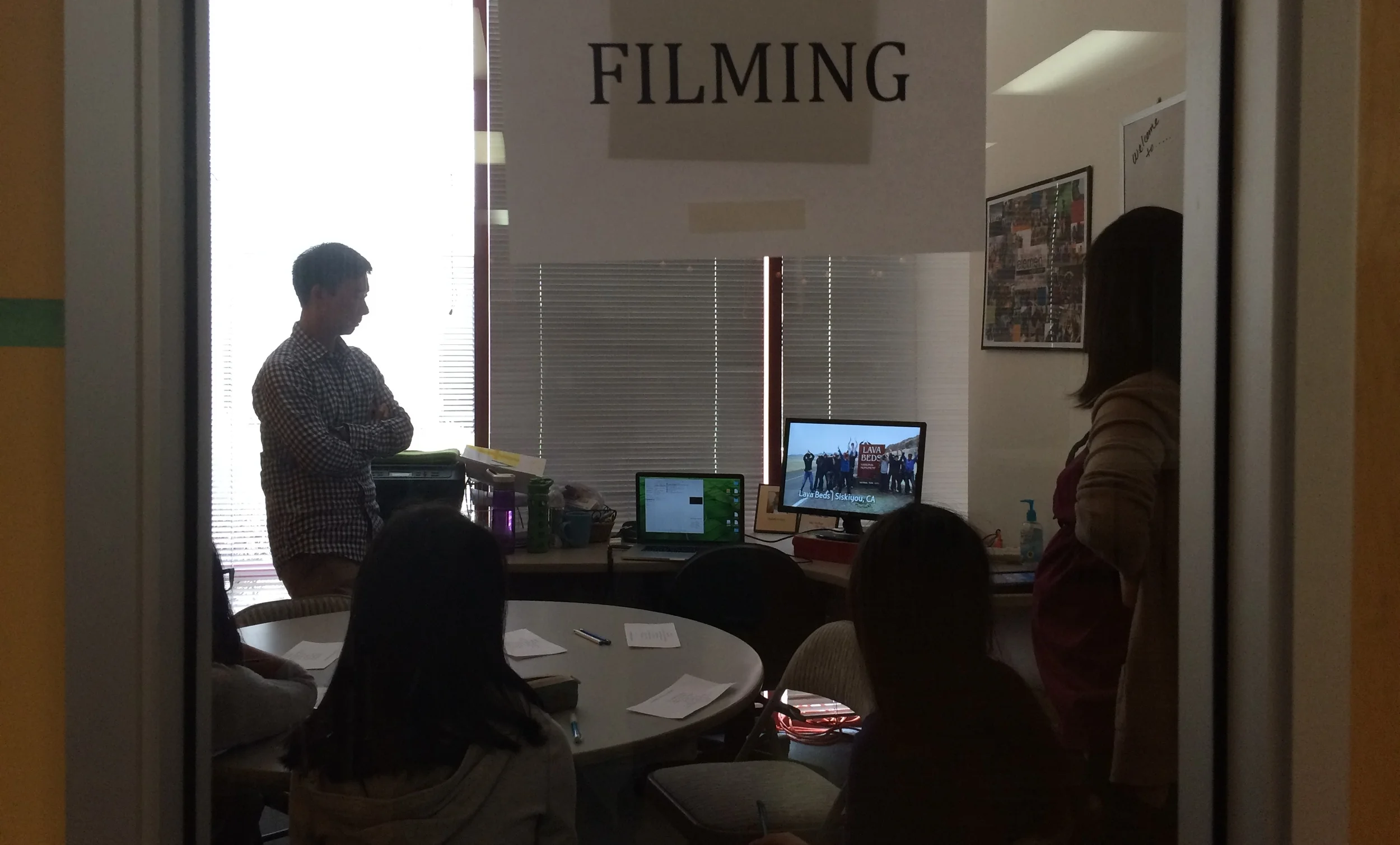 The Video team watching good examples of videos as they brainstorm ideas for some video trailers. 