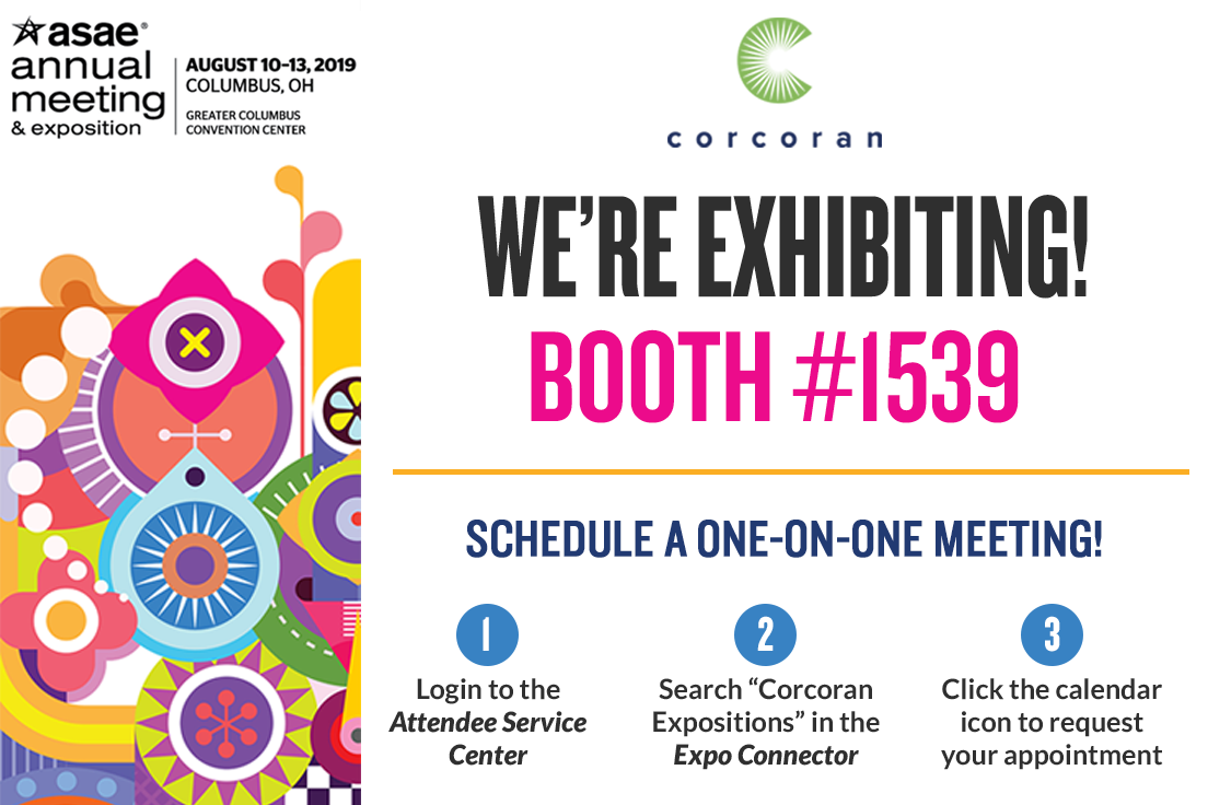 Corcoran exhibiting at ASAE 2019 in Columbus!