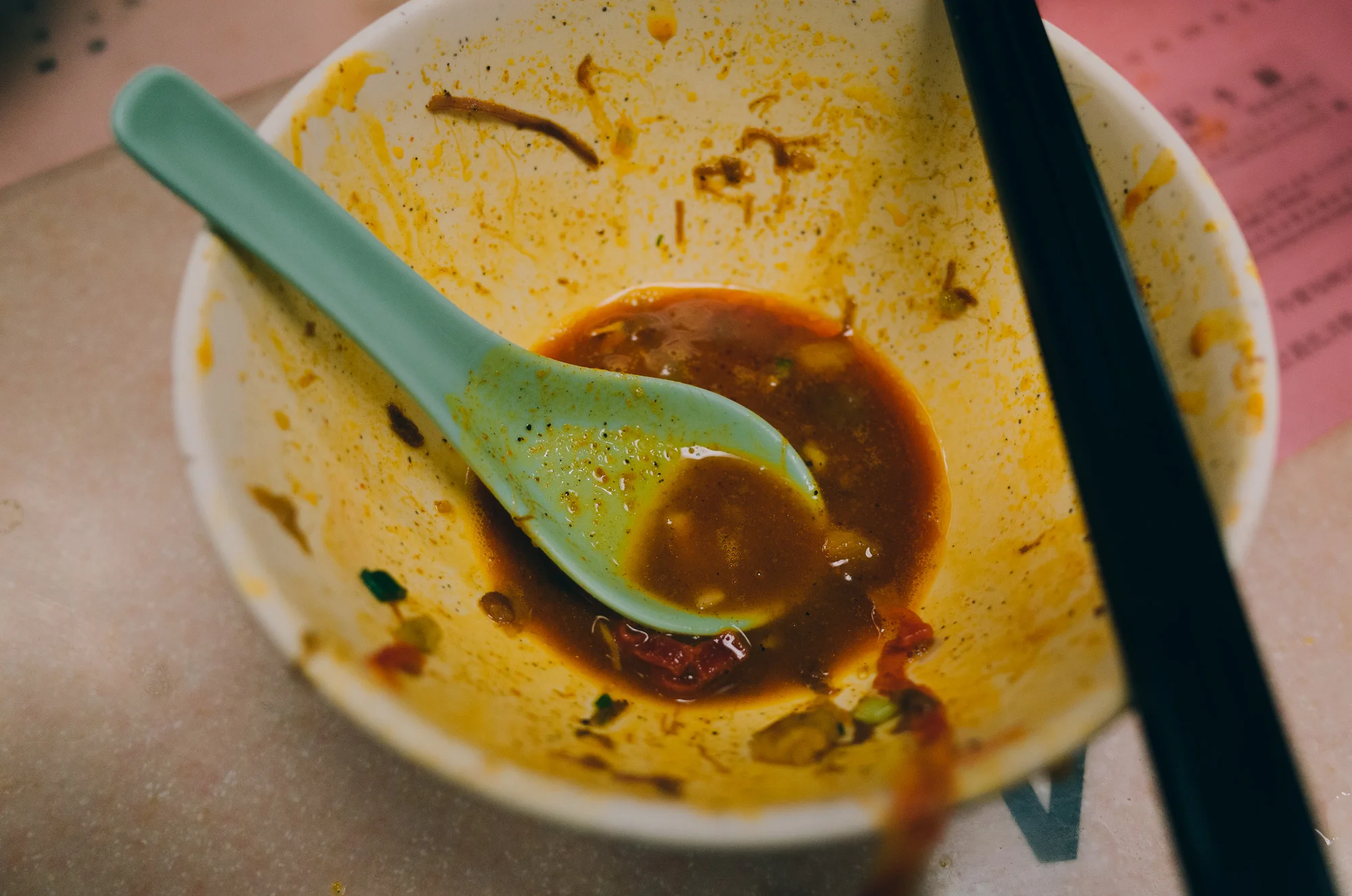 I sit here staring at these photos, and my tongue starts salivating in pain and pleasure. That's the effect of chili oil - it just lingers. At the end of this bowl, my tongue was not impressed with my actions. It was a necessary sacrifice.