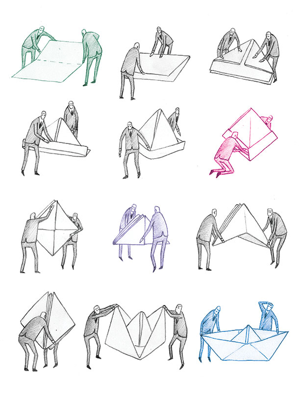 Departures (I). Pencil, digital, 2013. Editorial.