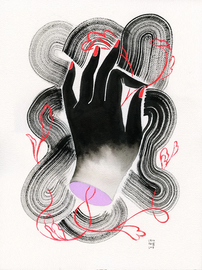 Sonnet VIII. 12” x 16” Ink and gouache on watercolor paper, 2018.