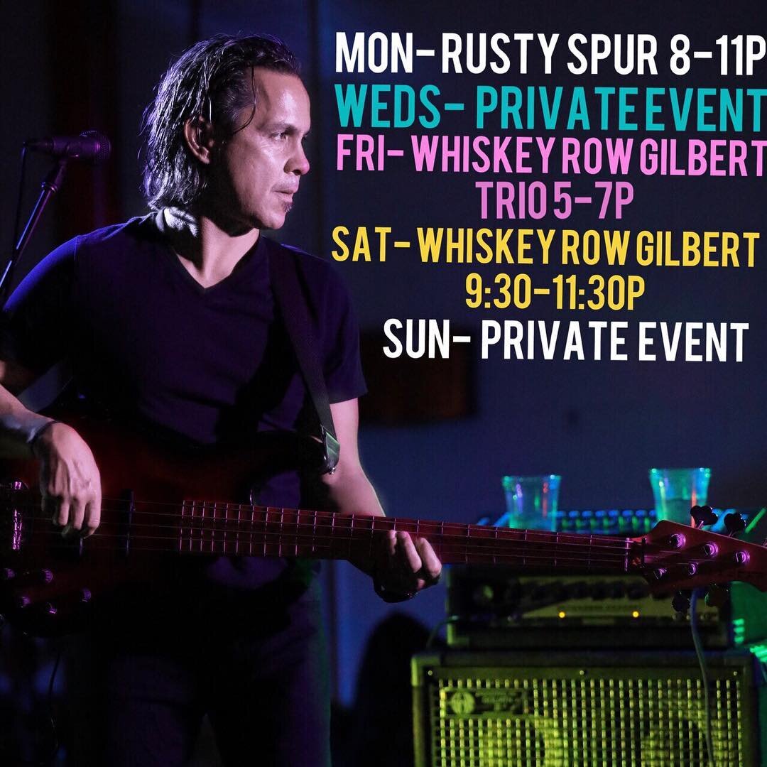 This week&rsquo;s lineup... Come on out and enjoy some live music
.
.
.
.
.
.
.
.
@whiskeyrowgilbert  #rustyspur #dierksbentley @dierksbentley #events #rustyspursaloon #whiskeyrow #support #livemusic #music #wellbuyyouadrink #phoenix #countryband #co