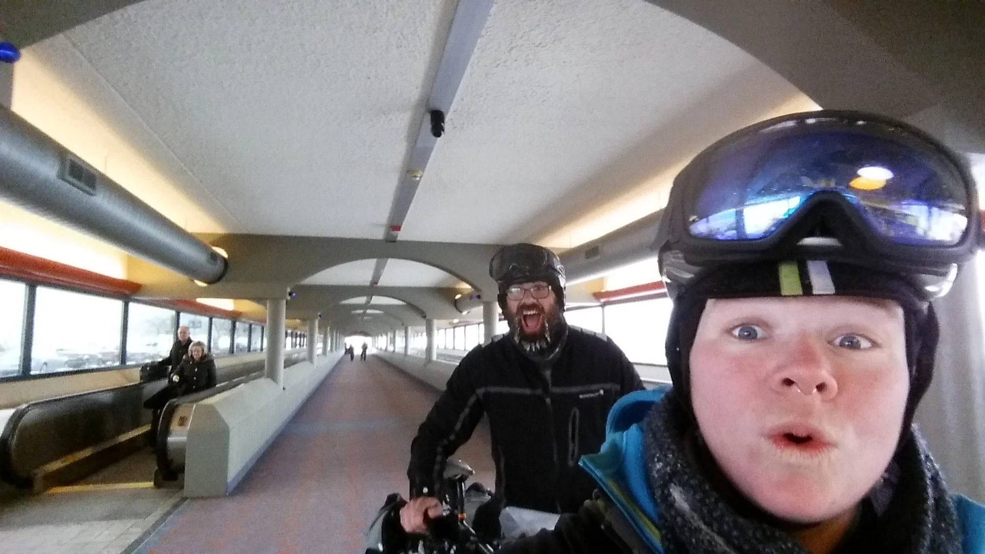 Here we are just after we made it to the Airport about 1 hour before out flight was scheduled to take off.  Luckily we made it quickly through security.