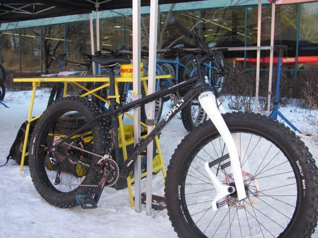 Check out this Surly Ice Cream Truck tricked out with a Lauf carbon spring fork.