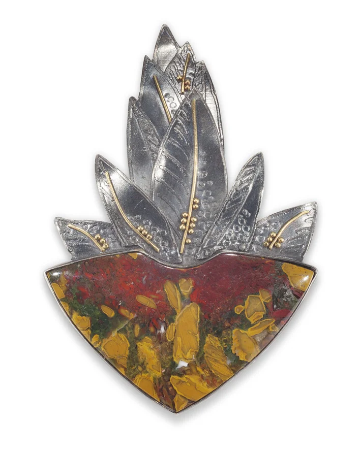 Brecciated Jasper & Moss Agate pin/pendant