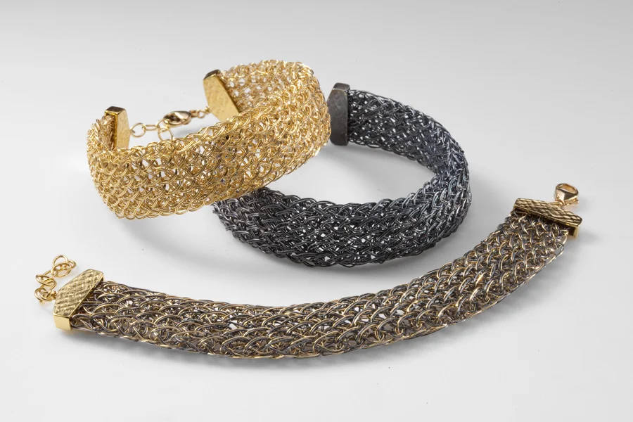 Flat handwoven chain bracelets