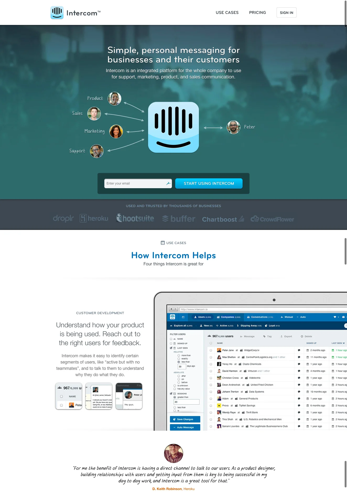 Intercom website, early-2014 (before I joined)