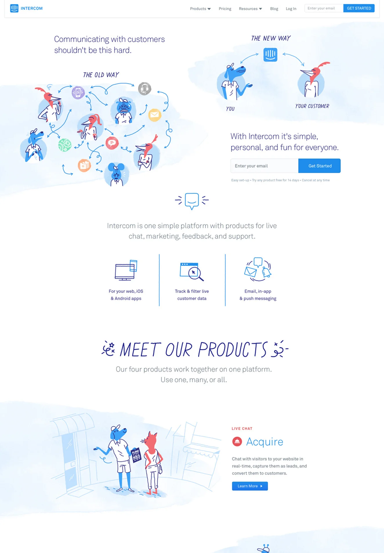 Intercom website, 2016